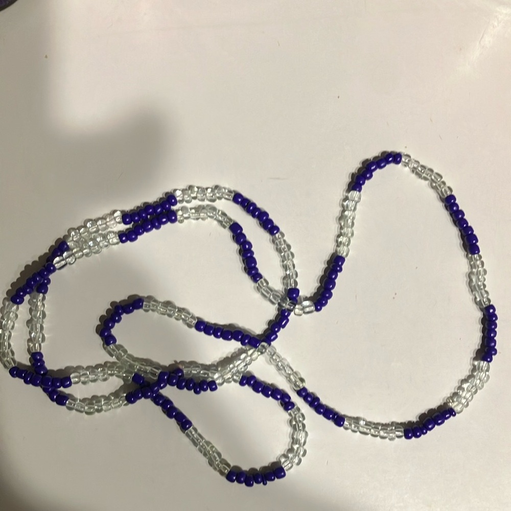 Beaded Blue and clear beaded necklace